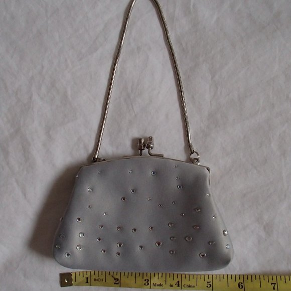 JEANNIE LOTTIE SILVER EMBELLISHED JEWEL MINI PURSE - Picture 1 of 3